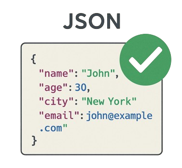 Ilustración de código JSON siendo validado